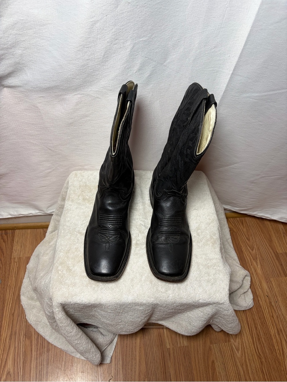 Black Leather Cowboy Boots